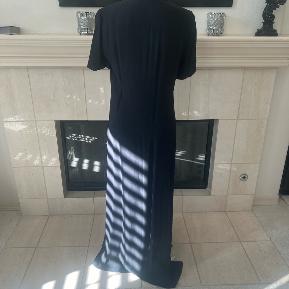 Black Longline Duster Maxi Button-Down Dress - image 6